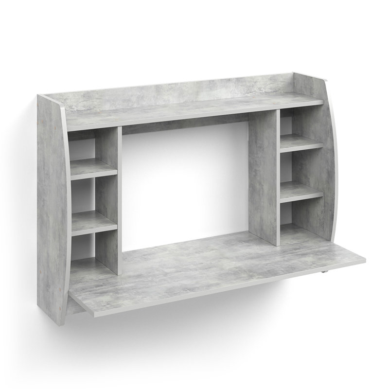 Verndale Solid Wood Base Floating Desk, Concrete