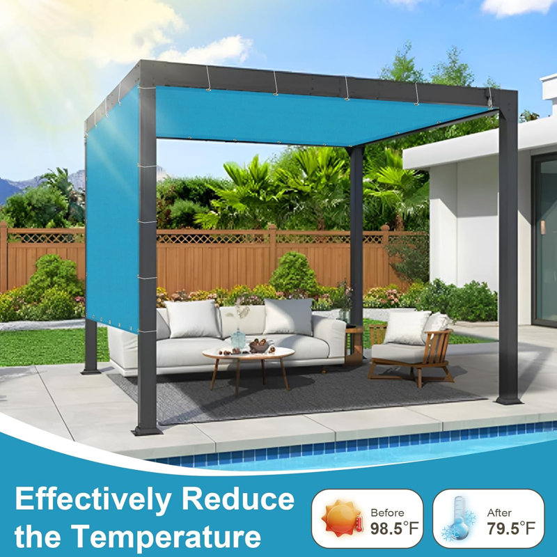 LOVE STORY Pergola Shade Cover Shade Cloth, Turquoise Blue, 72" H x 120" W x 2.7" D