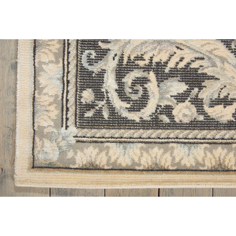 Ofelya Oriental Beige/Black Area Rug, Rectangle 7'6" x 10'6"