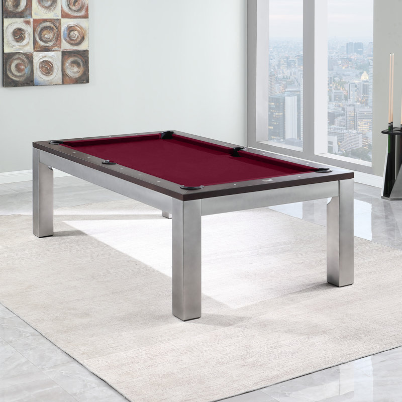 Playcraft Genoa 8' Slate Pool Table With Dining Top & Benches/Professional Installation Included, Wine, 7.5'