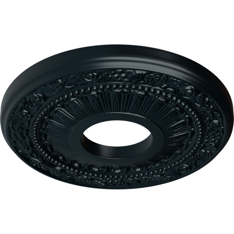 Médaillon de plafond traditionnel Endurathane, DO 12 po x P 1 po (convient aux auvents jusqu'à 2 3/4 po), fini craquelé acajou peint à la main