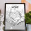 Kobe City Map - No Frame Print-212123197