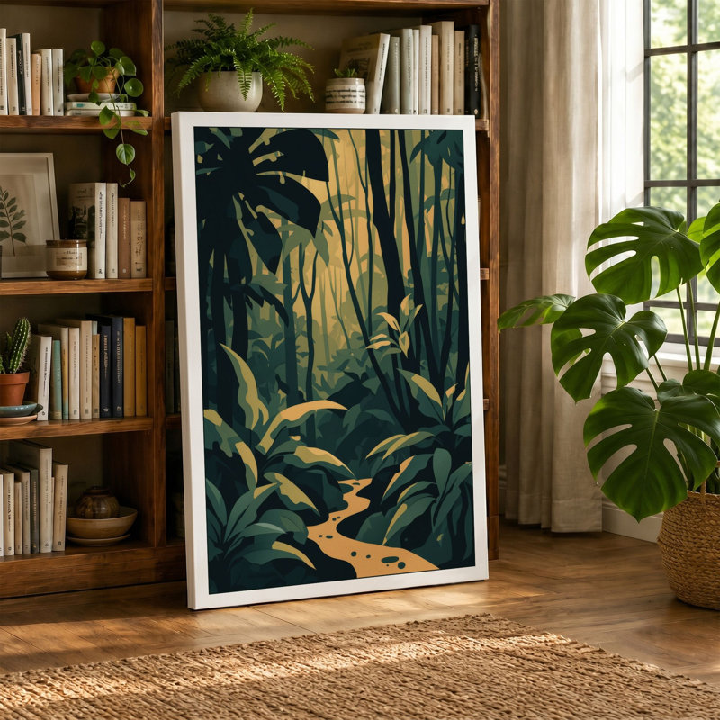 Jungle Stillness Tropical - Wrapped Canvas, 18x12 - 45.7 x 30.5 cm, Sage Border
