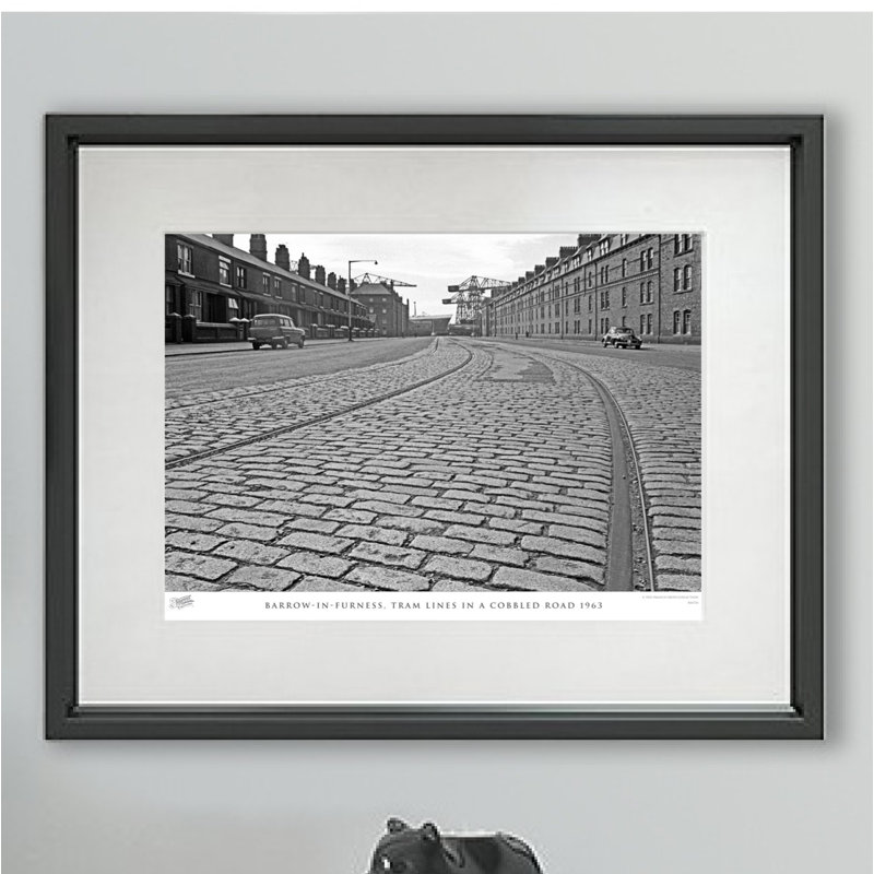 Barrow-in-Furness, Tram Lines In A Cobbled Road 1963 by Francis Frith - Single Picture Frame Print, 28cm H x 36cm W x 2.3cm D