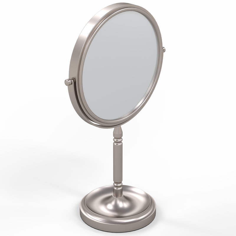Brushed Nickel Magnifying Countertop Makeup Mirror