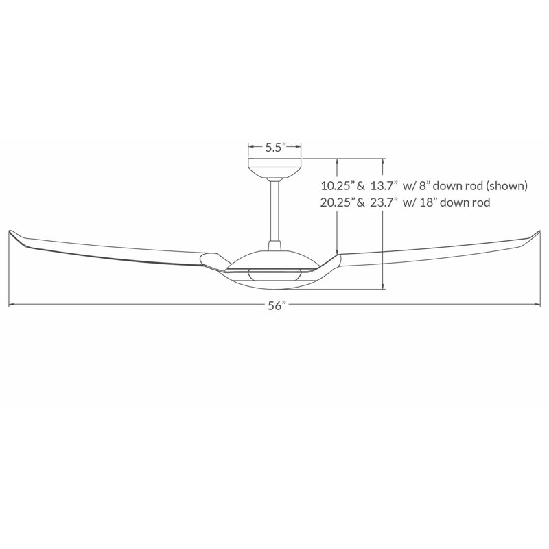 IC Air 56'' Ceiling Fan, Graywash, Wall Control, Bright Nickel