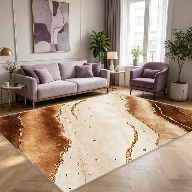 Bronze Gold Vein   area rugs for Living Room, Soft and Comfortable, Suitable for all seasons, easy to maintain, machine washable Indoor floor mat, Under Table Farmhouse suitable for Bedroom, Dining Room, Study,  Balcony, Home Decor Patio