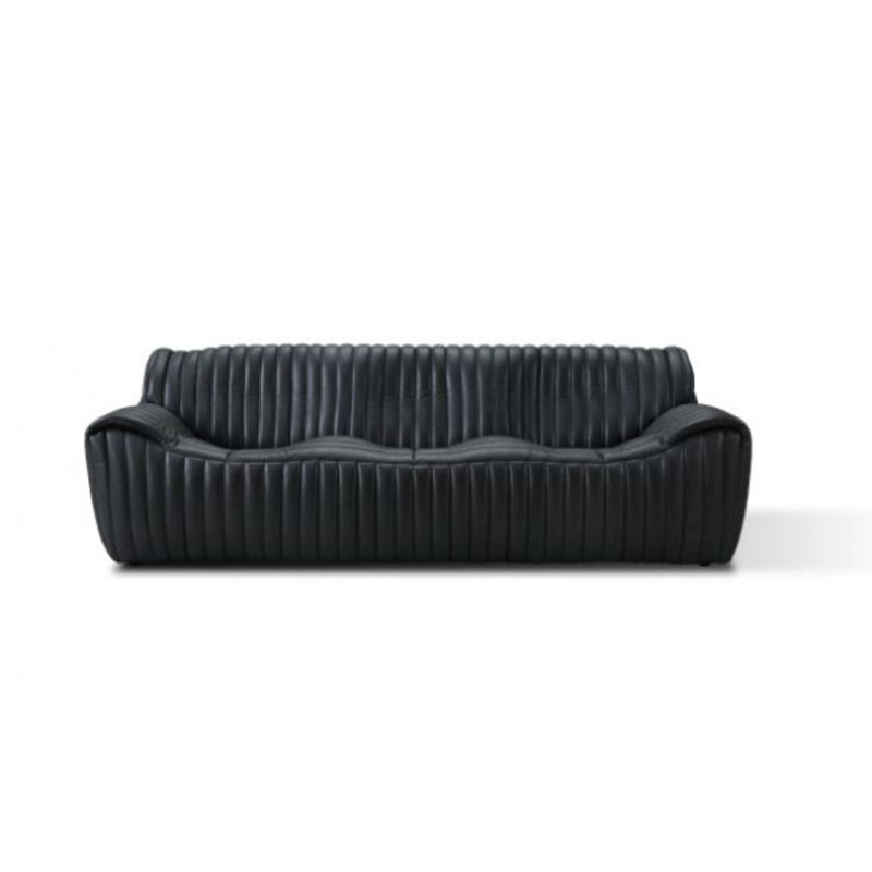 Skipper 91" Black Genuine Full Grain Leather Modern Sofa