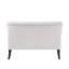 Upholstered Settee In Grey, Solid Birch Legs, Back Allurement Flared Wood Leg Elegance