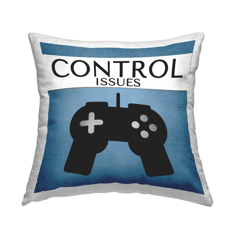 Control Issues Gamer Printed Outdoor Throw Pillow Design by Kim Allen