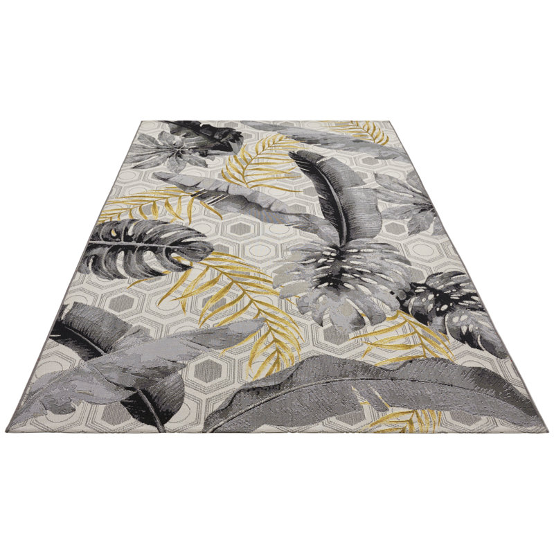 Leaves Grey Indoor/Outdoor Rug, Rectangle 200 x 285cm