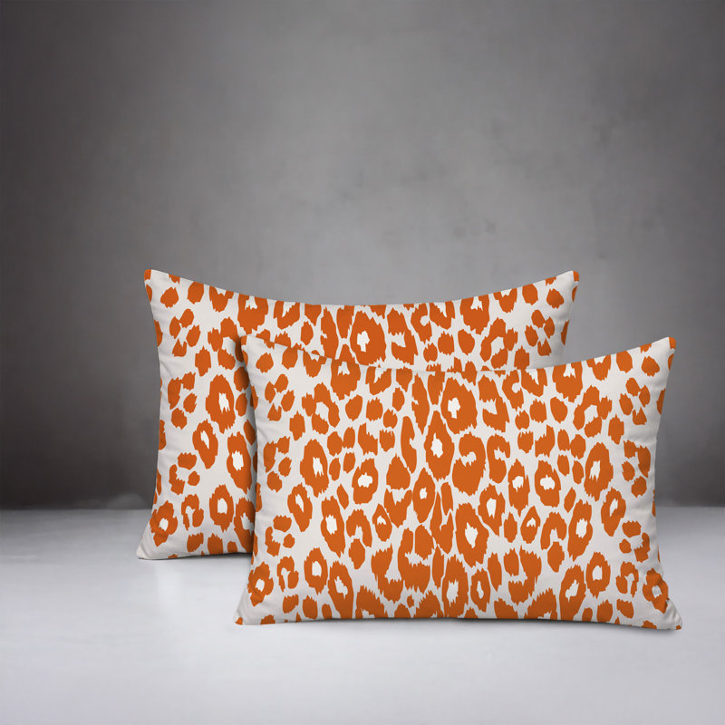 Oreiller réversible intérieur / extérieur à imprimé zébré Dibi, 25 x 18, Orange