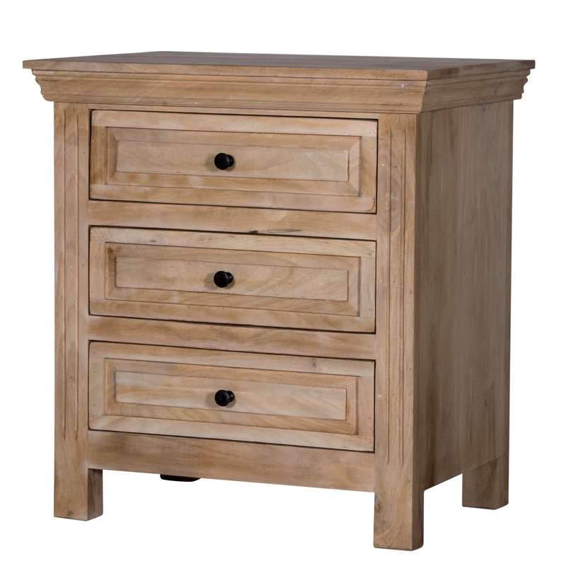 Clotis 28'' W Solid Wood Nightstand, Brown