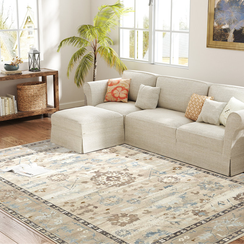 Washable Area Rugs 6x9 Polyester Boho Modern Rug For Living Dining Room