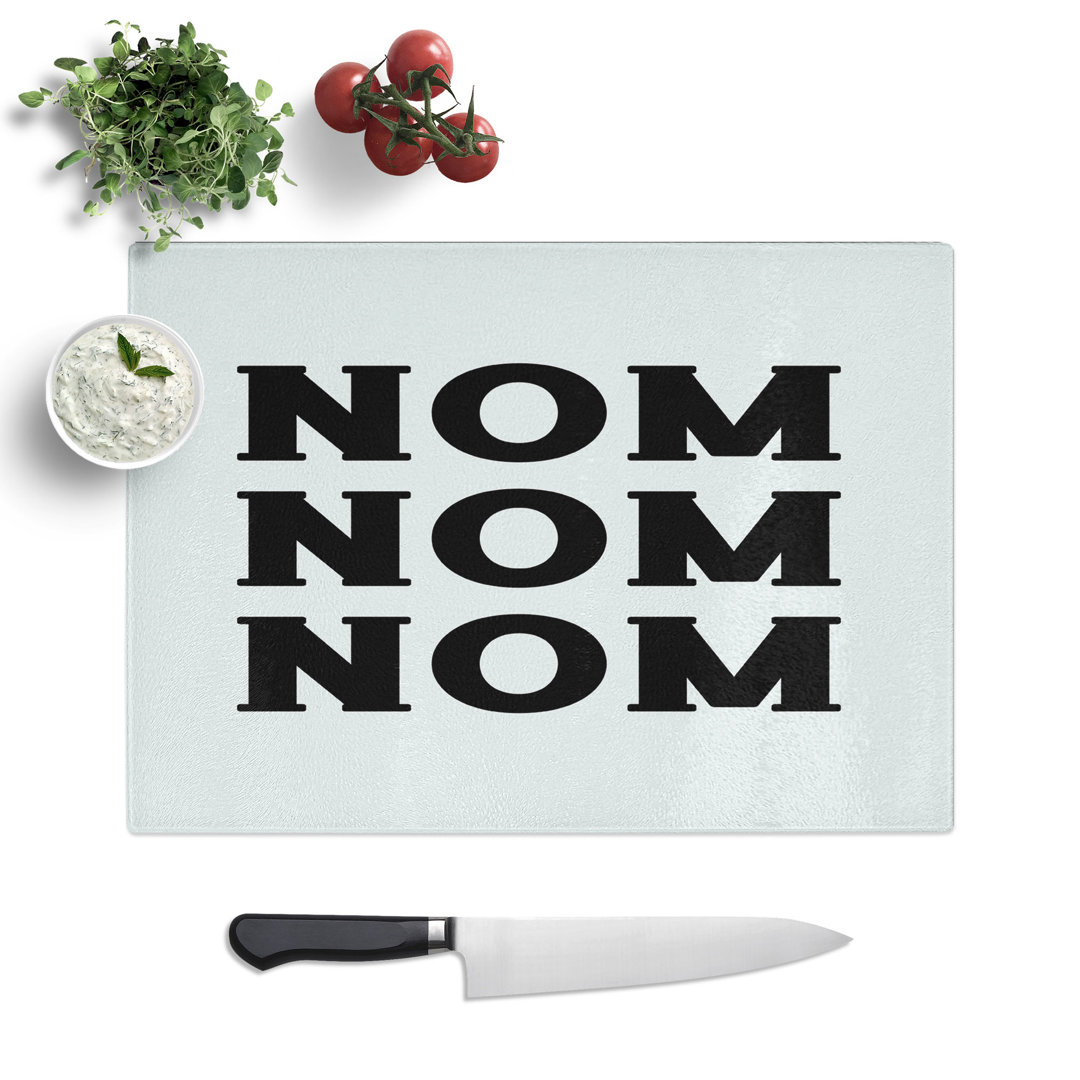 Nom Nom Nom Typography Chopping Board