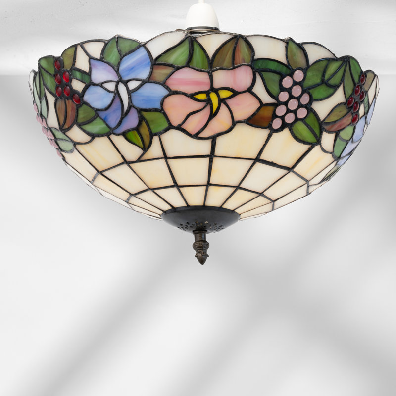Lily 34cm Tiffany Style Glass Uplight Shade Pendant