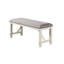 Banc de salle à manger en bois massif avec siège rembourré gris, finition blanc antique, style campagne moderne, L 50 po