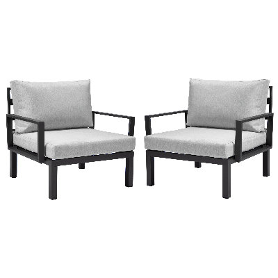 Patio Aluminum Arm Chairs With Cushions Set Of 2 Gyanni Collection