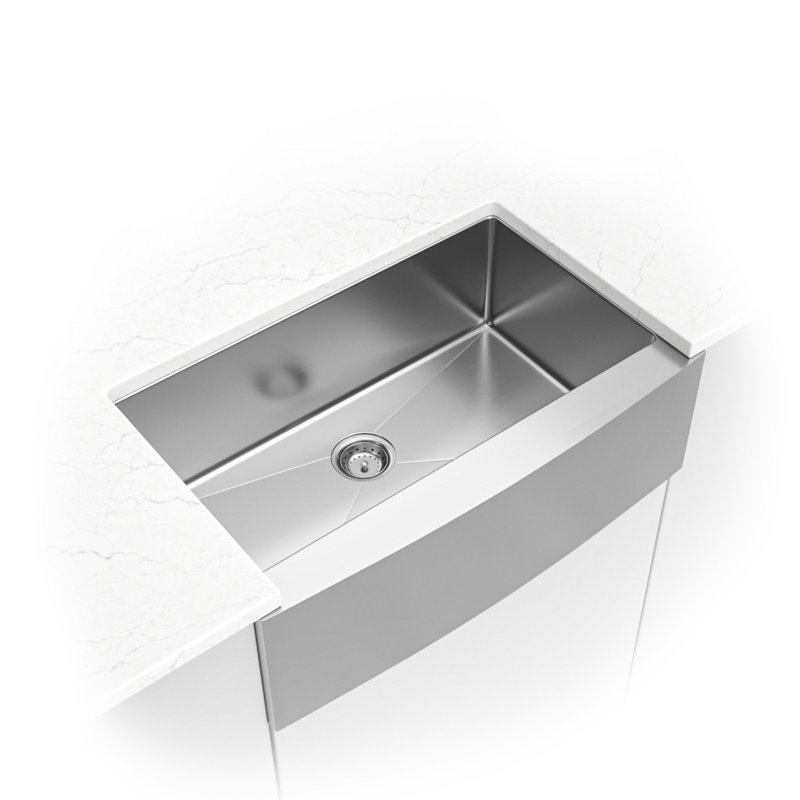 SleekSteel 33 in. x 21 in. 16 Gauge Stainless Steel Farmhouse Apron-Front Undermount Single Bowl Kitchen Sink