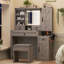 Bureau de coiffeuse avec miroir DEL et station de charge-132458952
