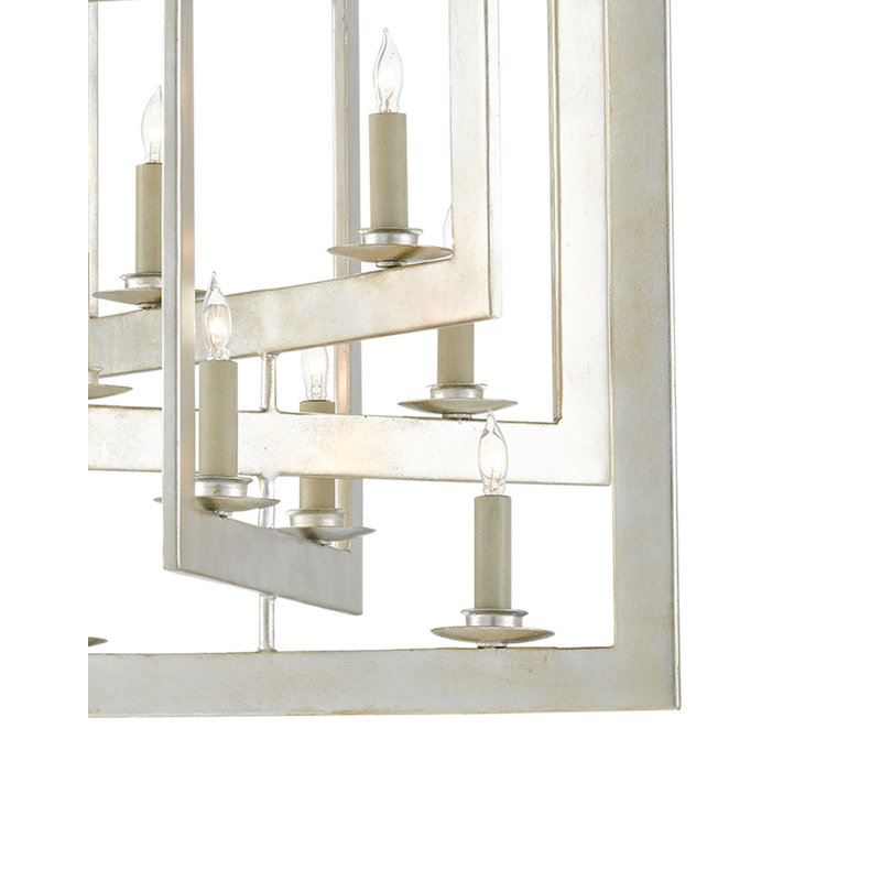 Lustre géométrique à 8 lumières Middleton, Feuille d'argent contemporaine