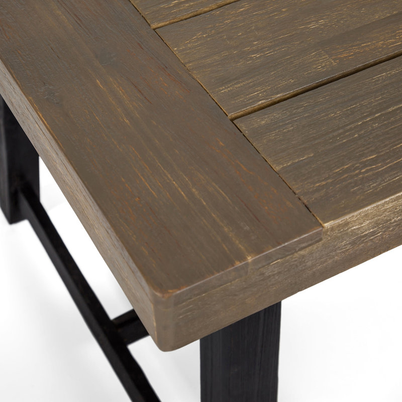 Banc d'extérieur en acacia, ensemble de 2, Gris / Noir