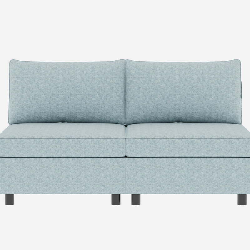 Chaise Longue Mid Century Modern With Storage, Antique Blue Chenille Fabric For Living Room & Bedroom Love Seat Small And Areas