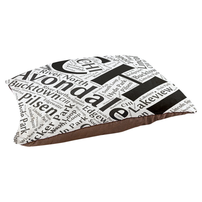 Coussin de chien « districts », Moyen (H 9,5 po x l 28 po x P 18 po), Chicago, Noir