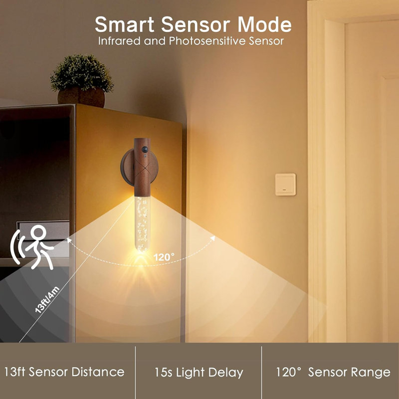 Hildagarde Solid Wood LED Plug-in Armed Sconce