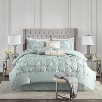 Ensemble d'édredon capitonné 7 pièces très grand Seafoam