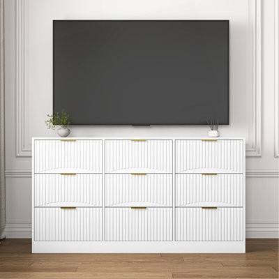 Commode à tiroirs moderne, commode pour chambre à coucher, salon, couloir et vestibule - grande armoire de rangement, panneau de tiroir noir à motifs ondulés