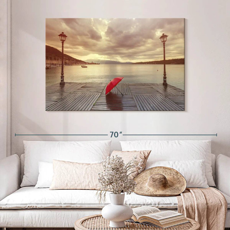 Aletra Lake Garda Red Umbrella, 32" H x 48" W