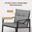 Ensemble de chaises berçantes d'extérieur pour 2 personnes avec coussins gris moelleux épais, chaises berçantes de patio moderne en métal noir avec plateau en verre