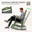 Chaise berçante de patio en bois massif vert avec repose-pieds-1879200191