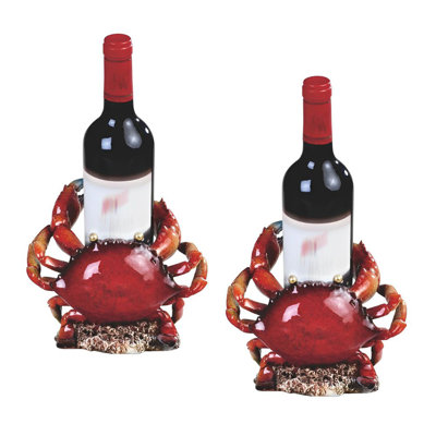 "2-PC Set" ICE ARMOR 8"H Red Crab Wine Rack Bottle Holder Dining Room Figurine Statue Sculpture Ornament Decoration Home/Room Decor and Unique Gift Ideas for Housewarming, Holidays and Birthdays Great Collectible Addition