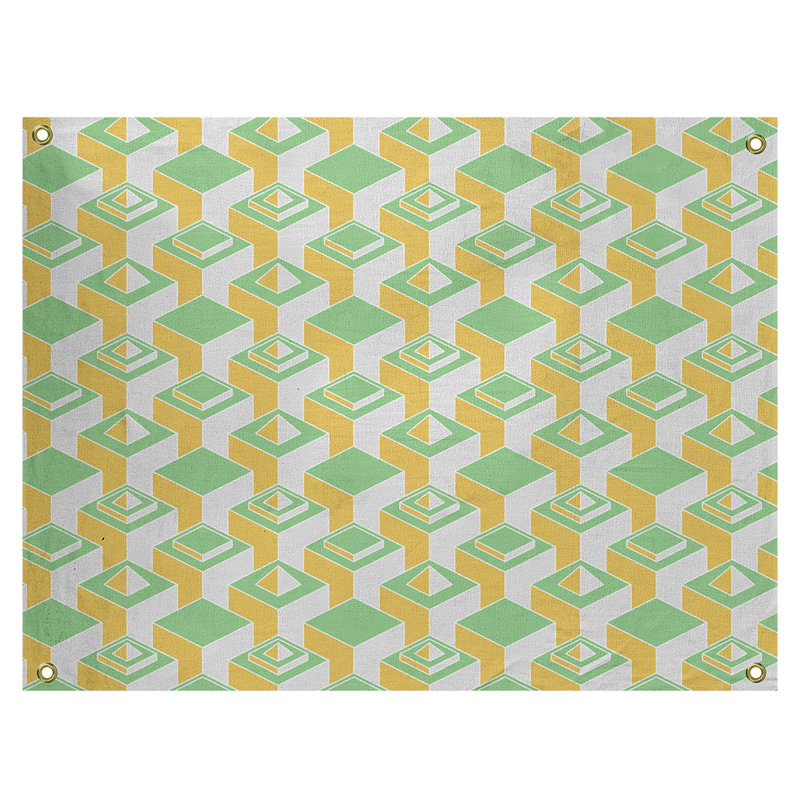 Tapisserie, H 50 po x l 59 po, Jaune/vert