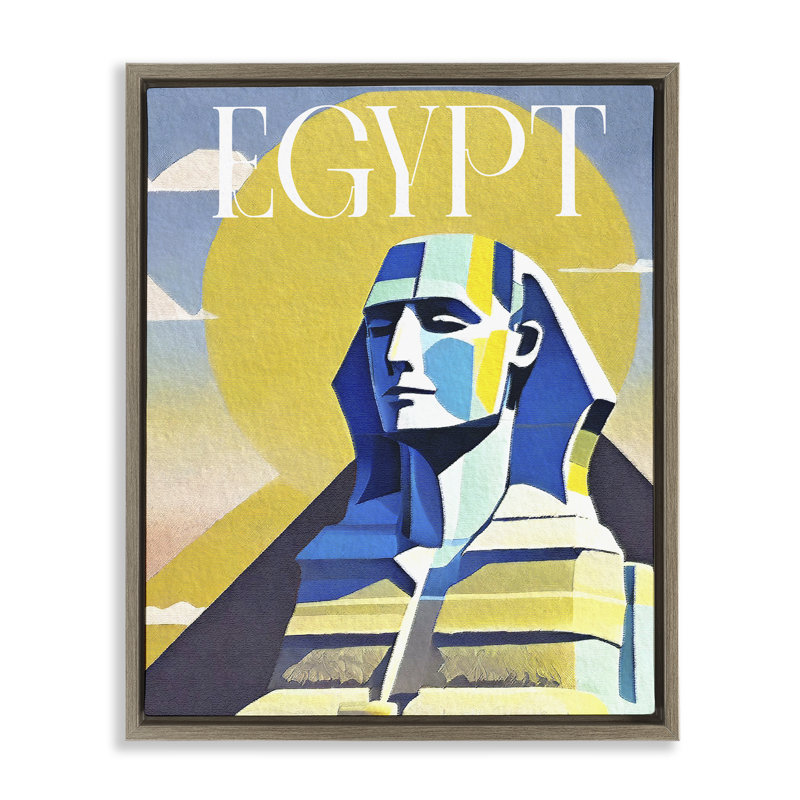 Égypte, "Sphinx Landmark", art mural encadré par Daphne Polselli, Cadre flottant orme Montalcino, H 21 po x l 17 po