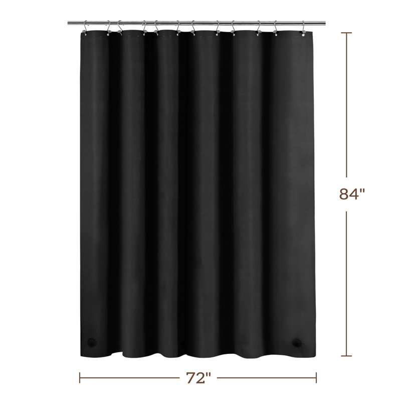 Doublure de rideau de douche imperméable légère en PEVA, H 84 po x l 72 po, Noir