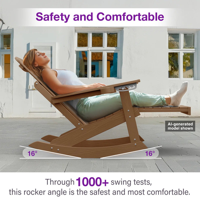 Chaise berçante d'extérieur avec repose-pieds caché Hips, Brun