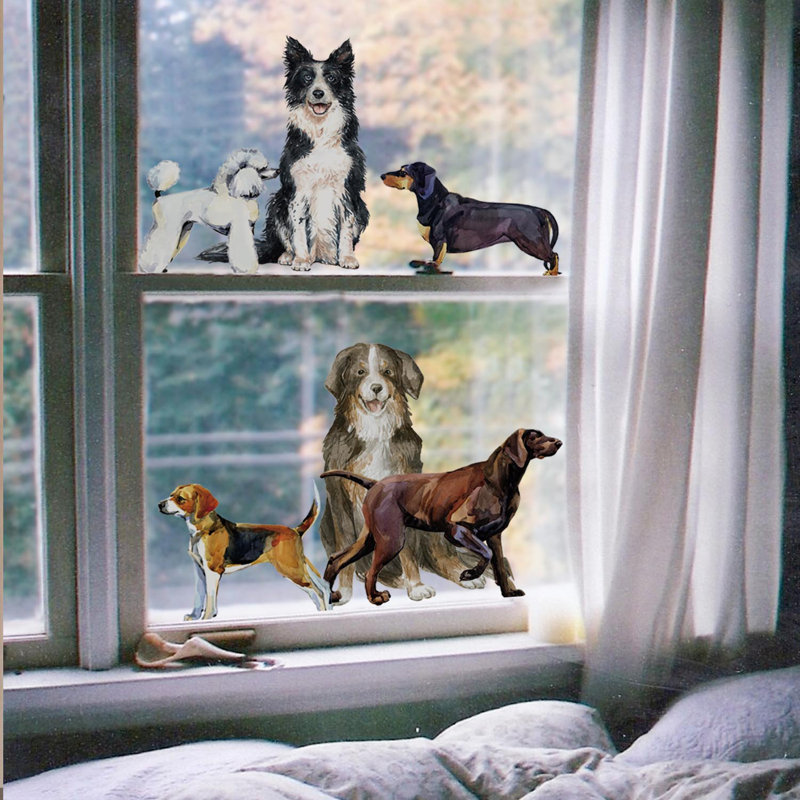 Autocollant de fenêtre Vintage Country Dogs