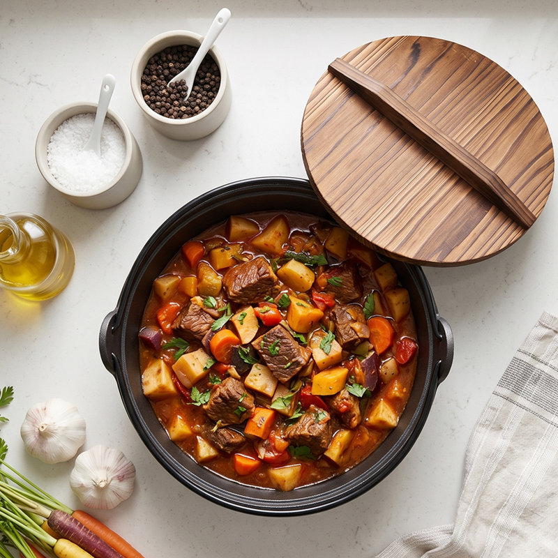 Garden Sanctuary 4L Cast Iron；Wood Soup Pot