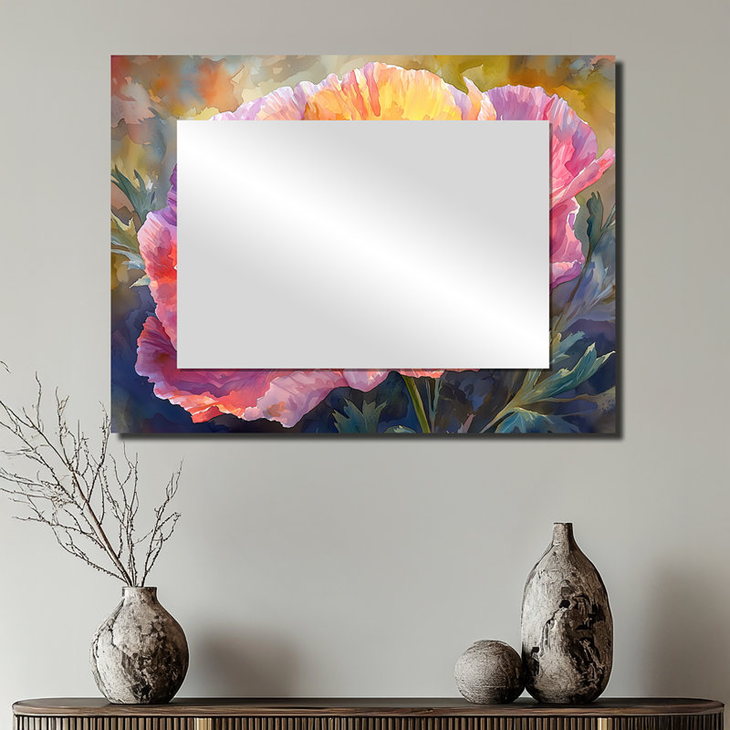 Sunlit Peony Bloom of Elegance II - miroir pivoines pour décoration murale - imprimé sur métal, 24 po x 32 po