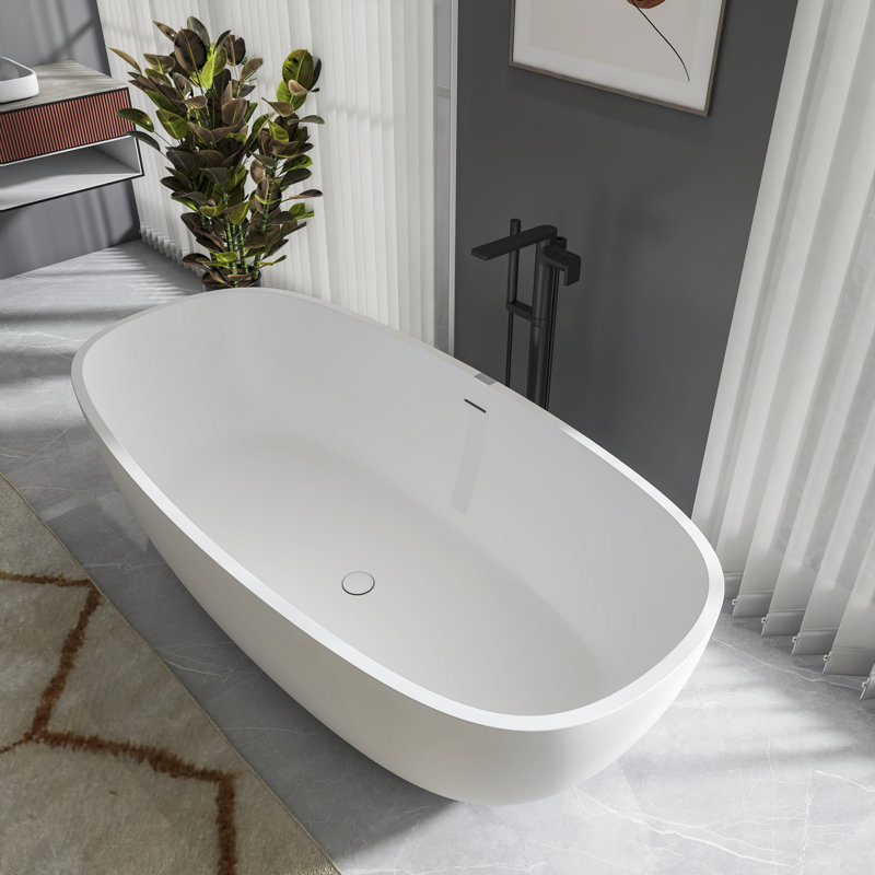 71 Inch Freestanding Solid Surface Soaking Bathtub for Bathroom