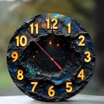 cosmic clock fiery numbers space rock texture