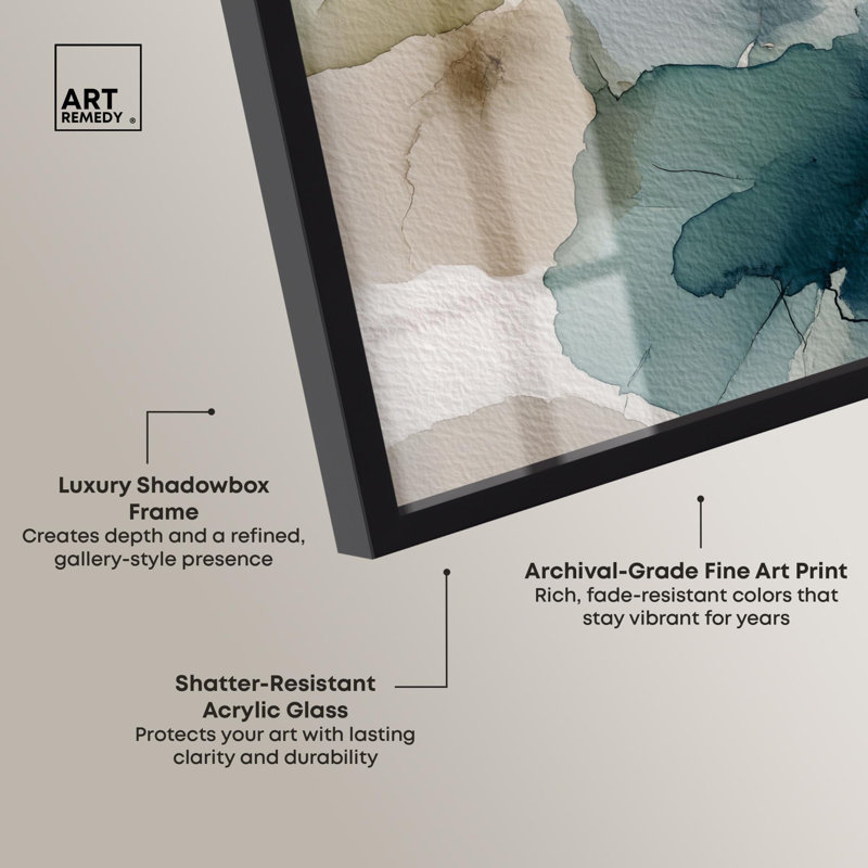«Moss and Mineral Forms II Shadowbox Print Nature Decor» par Art Remedy, H 31 po x l 25 po, Noir