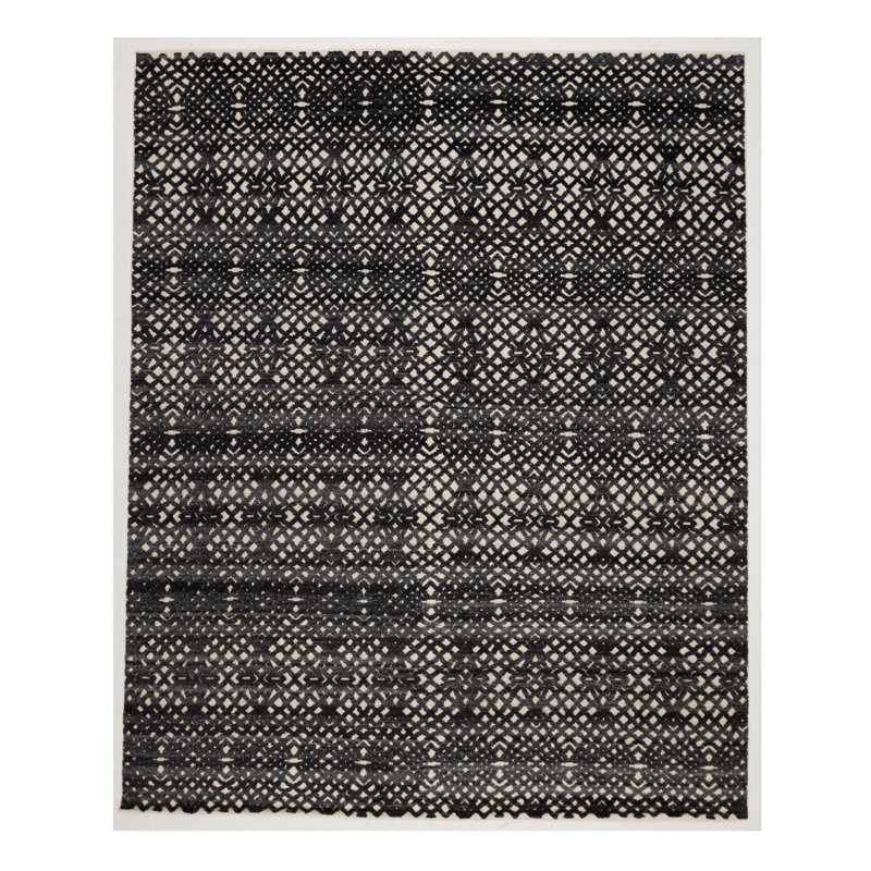 Handmade Cotton and Silk Geometric Area Rug