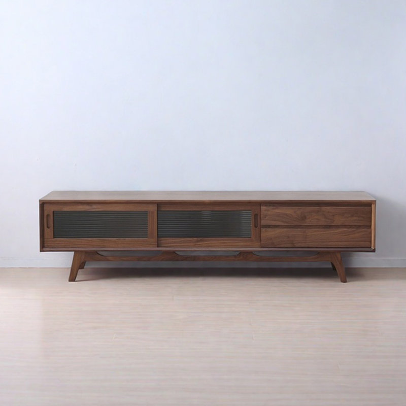 Meuble télé moderne et simple en noyer noir, 82.68"