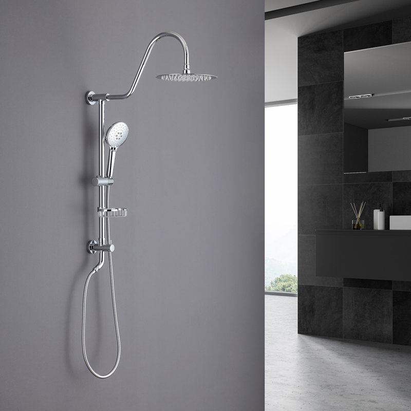 Rainlex Rain Shower System Multi-function Hand Shower with  Slide Bar, Polished Chrome