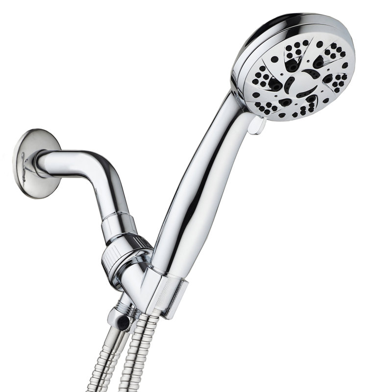 Chrome 6-Setting Handheld Shower Head with Hose