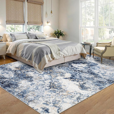 Washable Brown Rug, Abstract Non-Slip, Soft Low Pile for Kitchen, Hallway, Bathroom, Laundry, Indoor Accent Carpet.